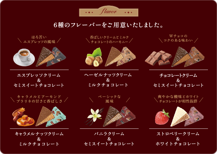 6種のフレーバーをご用意いたしました。
